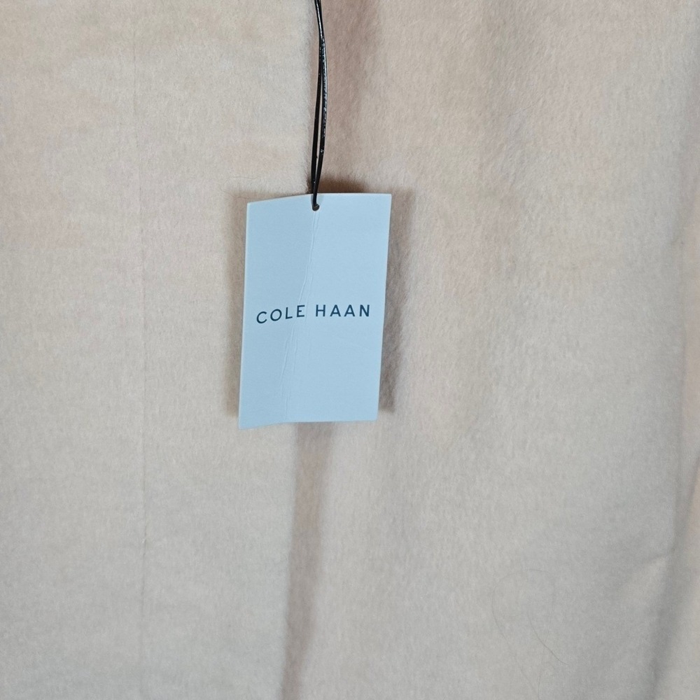 Cole Haan Womens Wool Alpaca Blend Coat Longline Collared Size L Beige - Picture 9 of 10